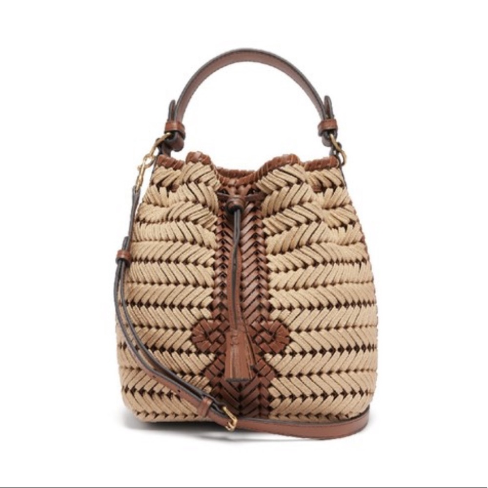 NEESON SM WOVEN-LEATHER & ROPE BAG - BEIGE MULTI